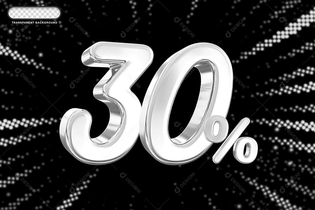 Número de Desconto 30% Elemento 3D Prata para Composição PSD