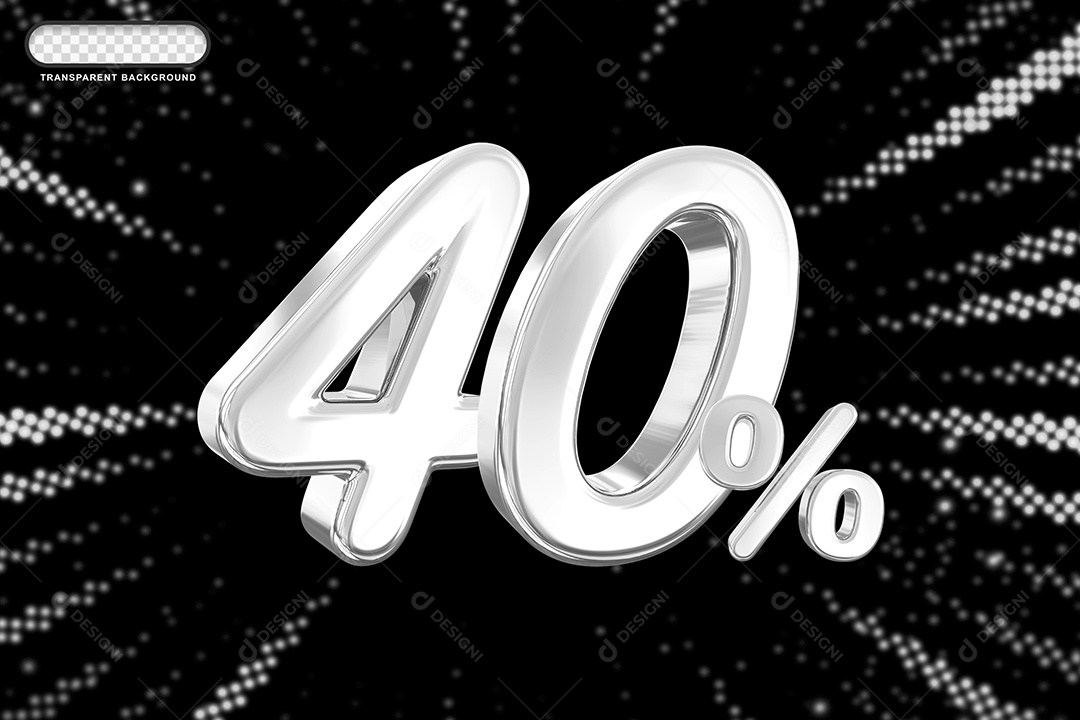 Número de Desconto 40% Elemento 3D Prata para Composição PSD