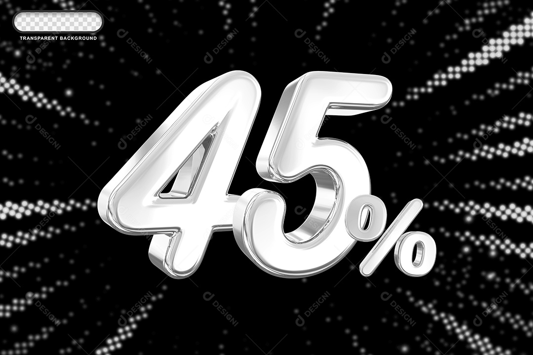 Número de Desconto 45% Elemento 3D Prata para Composição PSD