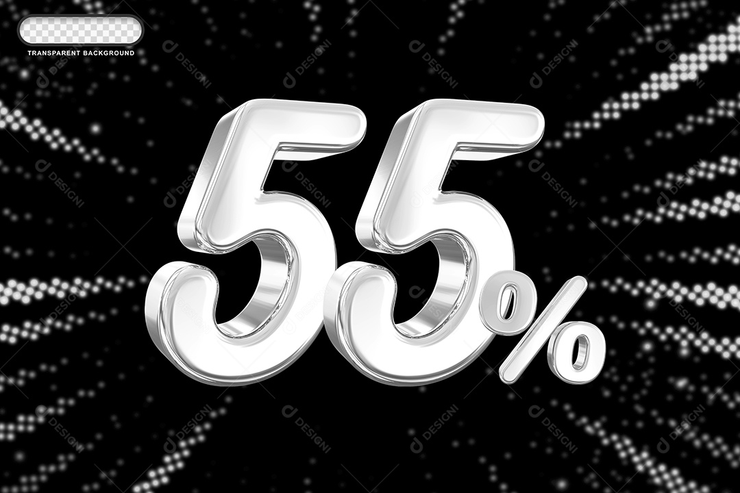 Número de Desconto 55% Elemento 3D Prata para Composição PSD