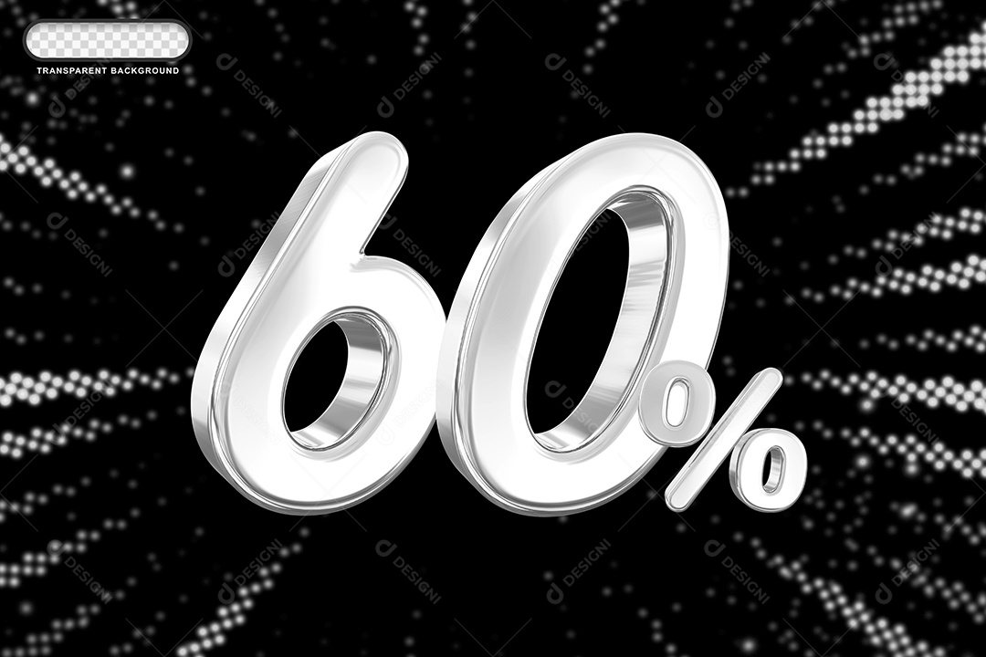 Número de Desconto 60% Elemento 3D Prata para Composição PSD