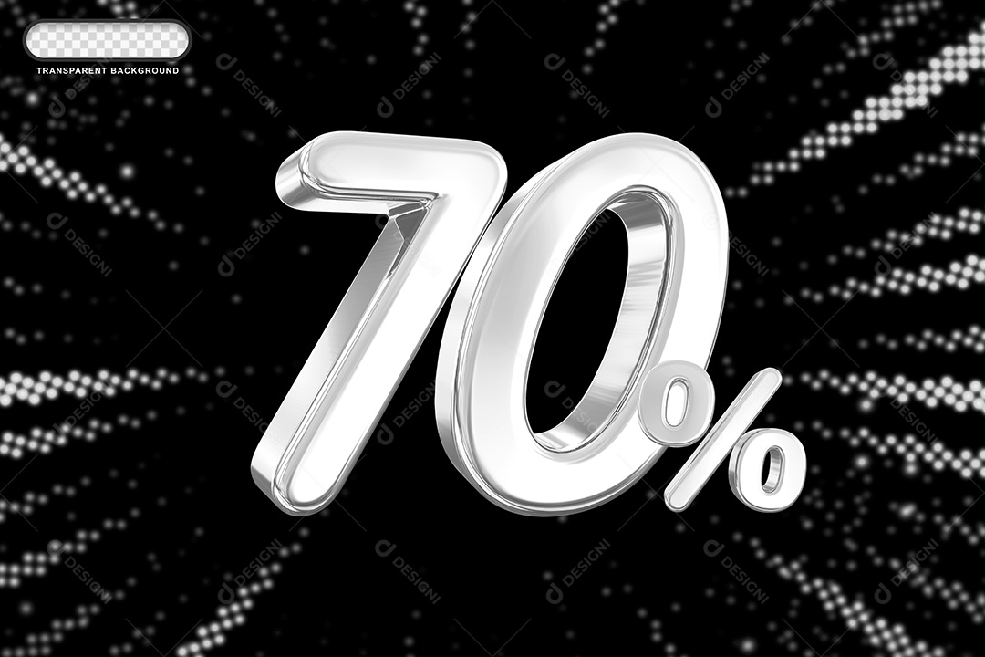 Número de Desconto 70% Elemento 3D Prata para Composição PSD