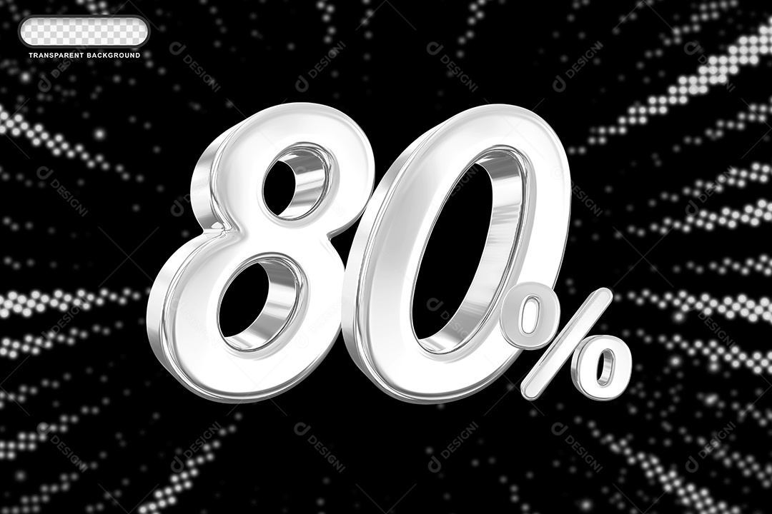 Número de Desconto 80% Elemento 3D Prata para Composição PSD