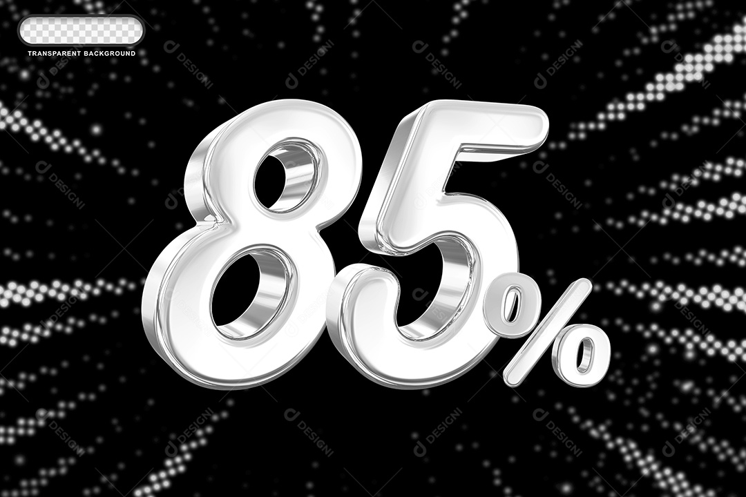 Número de Desconto 85% Elemento 3D Prata para Composição PSD