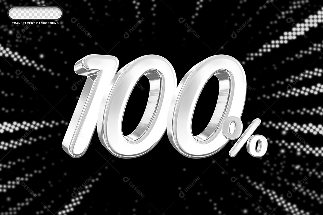 Número de Desconto 100% Elemento 3D Prata para Composição PSD