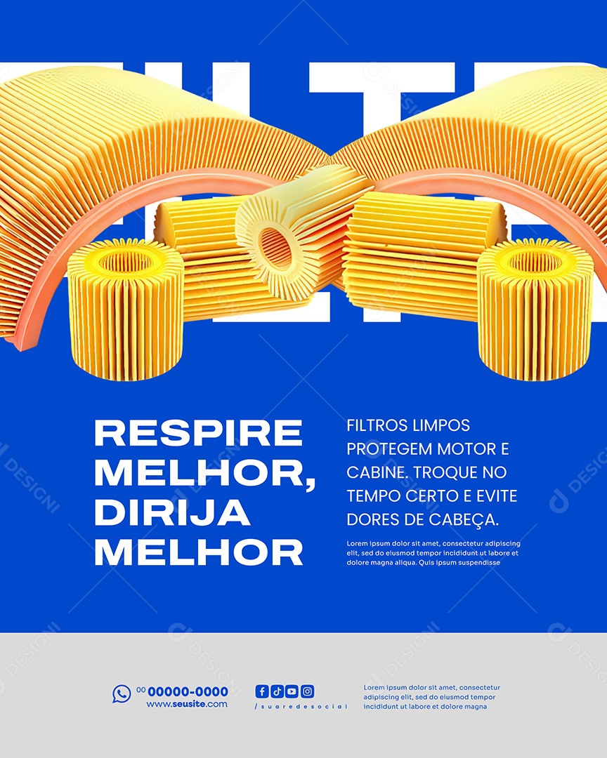 Auto Peças Respire Melhor Dirija Melhor Social Media PSD Editável