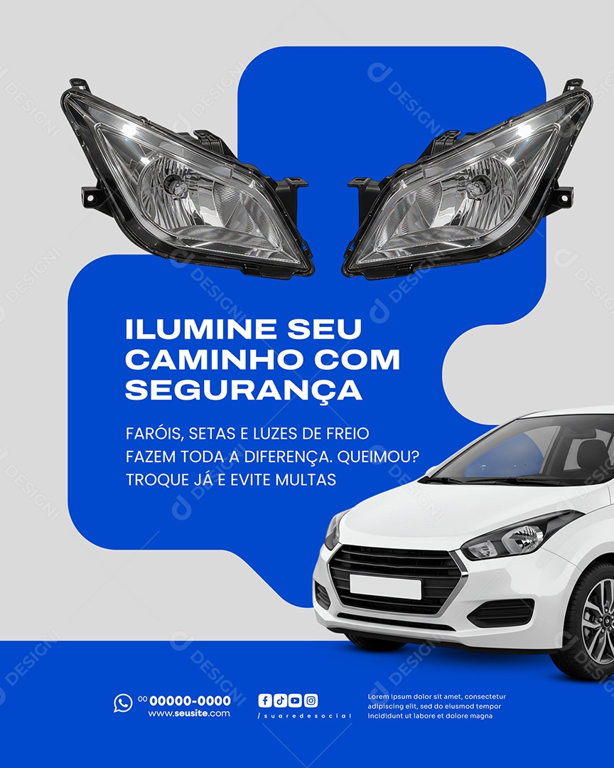 Auto Peças Ilumine Seu Caminho Com Segurança Social Media PSD Editável