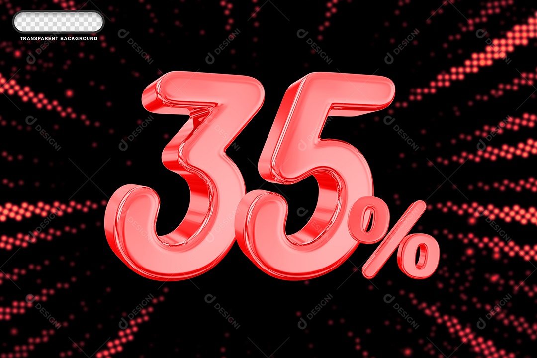 Número de Desconto 35% Elemento 3D Vermelho para Composição PSD