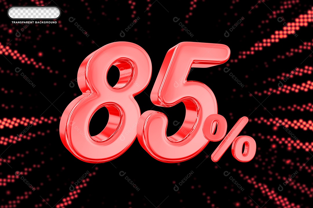 Número de Desconto 85% Elemento 3D Vermelho para Composição PSD
