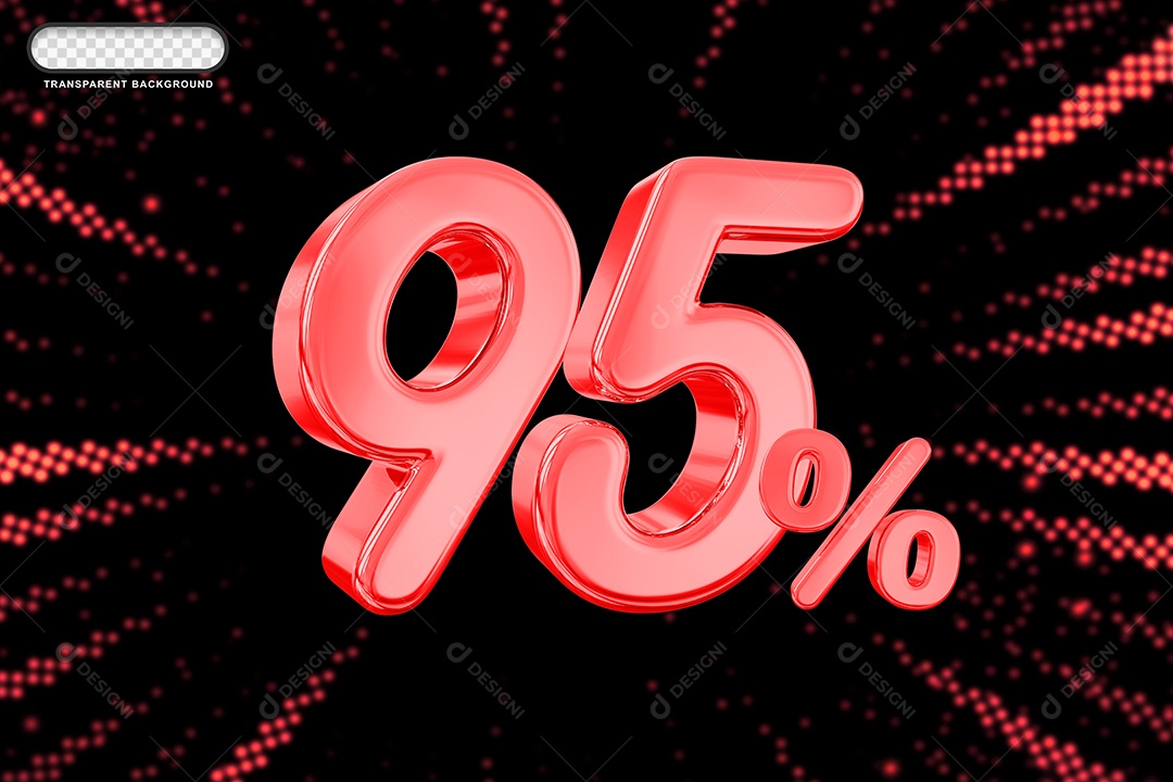 Número de Desconto 95% Elemento 3D Vermelho para Composição PSD