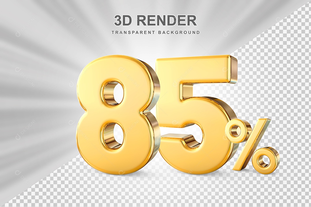Número de Desconto 85% Elemento 3D Dourado para Composição PSD