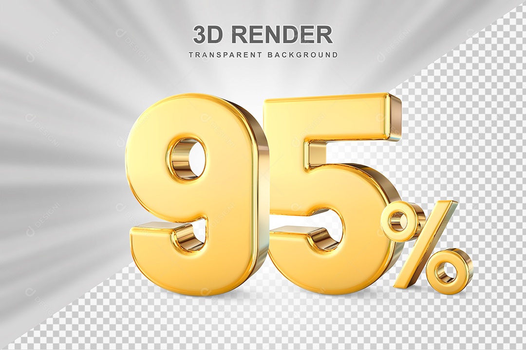 Número de Desconto 95% Elemento 3D Dourado para Composição PSD