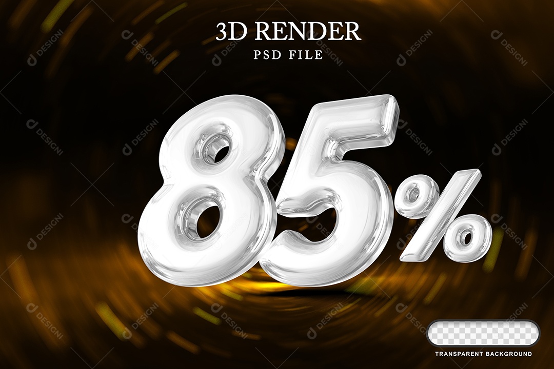 Número de Desconto 85% Elemento 3D Branco para Composição PSD