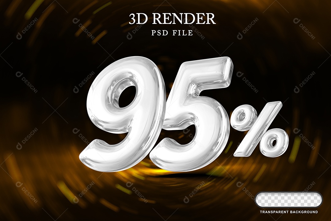 Número de Desconto 95% Elemento 3D Branco para Composição PSD