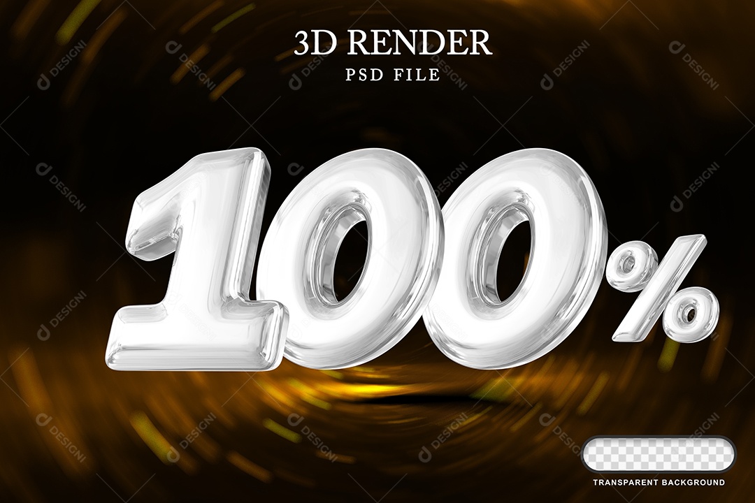 Número de Desconto 100% Elemento 3D Branco para Composição PSD