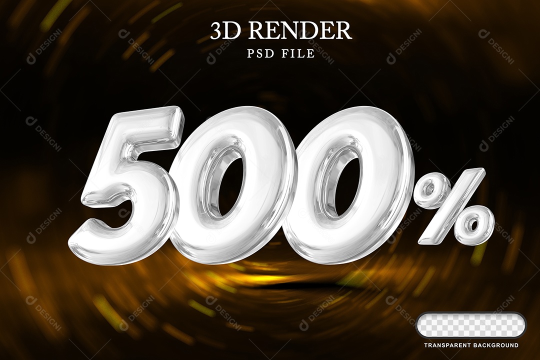 Número de Desconto 500% Elemento 3D Branco para Composição PSD