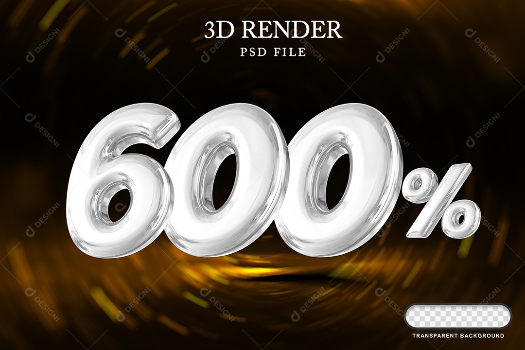 Número de Desconto 100% Elemento 3D Branco para Composição PSD