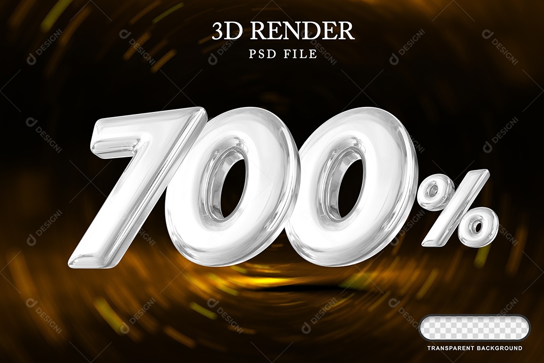 Número de Desconto 700% Elemento 3D Branco para Composição PSD