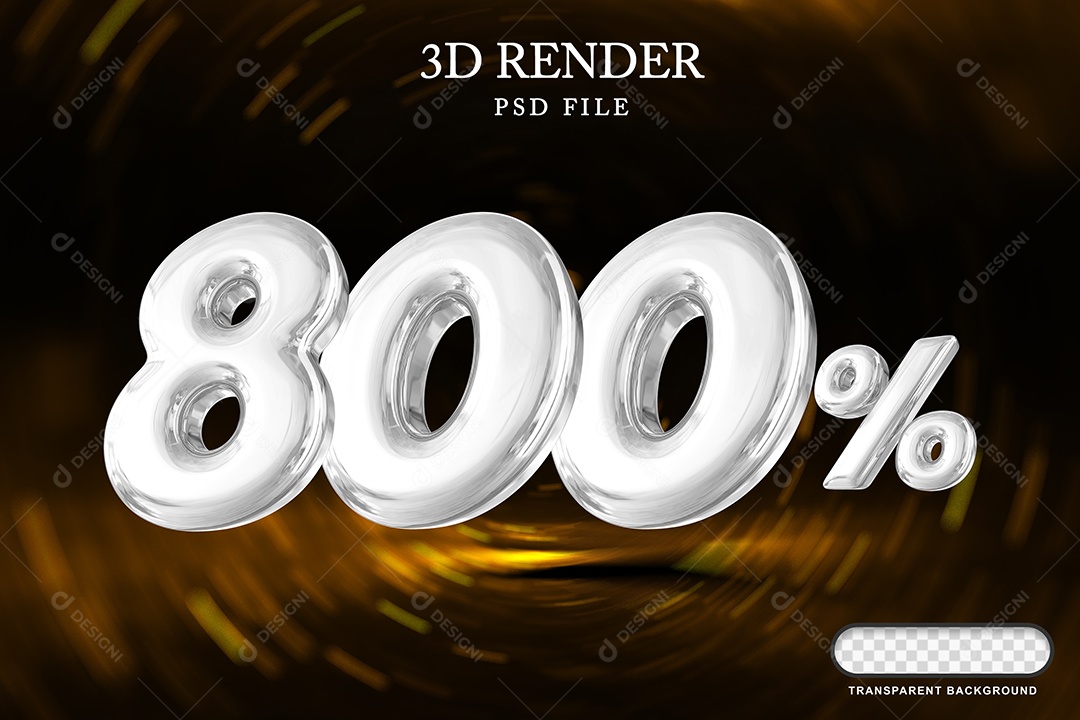 Número de Desconto 800% Elemento 3D Branco para Composição PSD