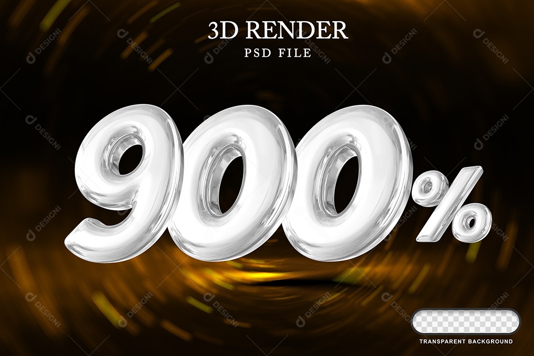 Número de Desconto 900% Elemento 3D Branco para Composição PSD