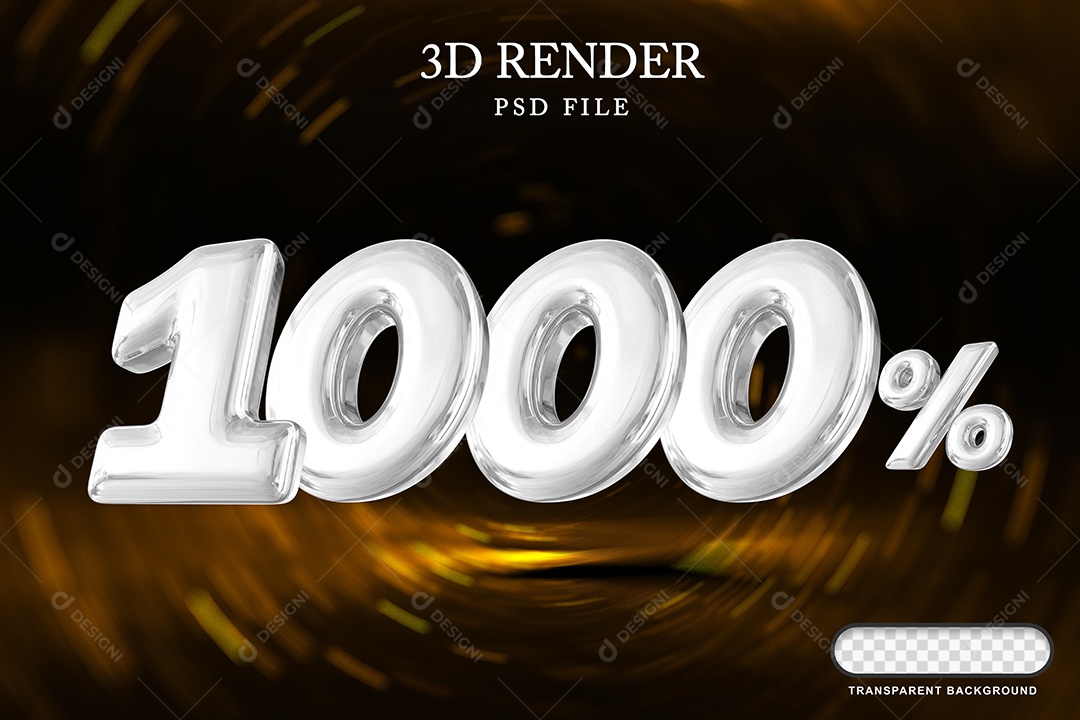 Número de Desconto 1000% Elemento 3D Branco para Composição PSD