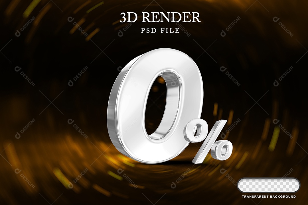 Número de Desconto 0% Elemento 3D Branco para Composição PSD