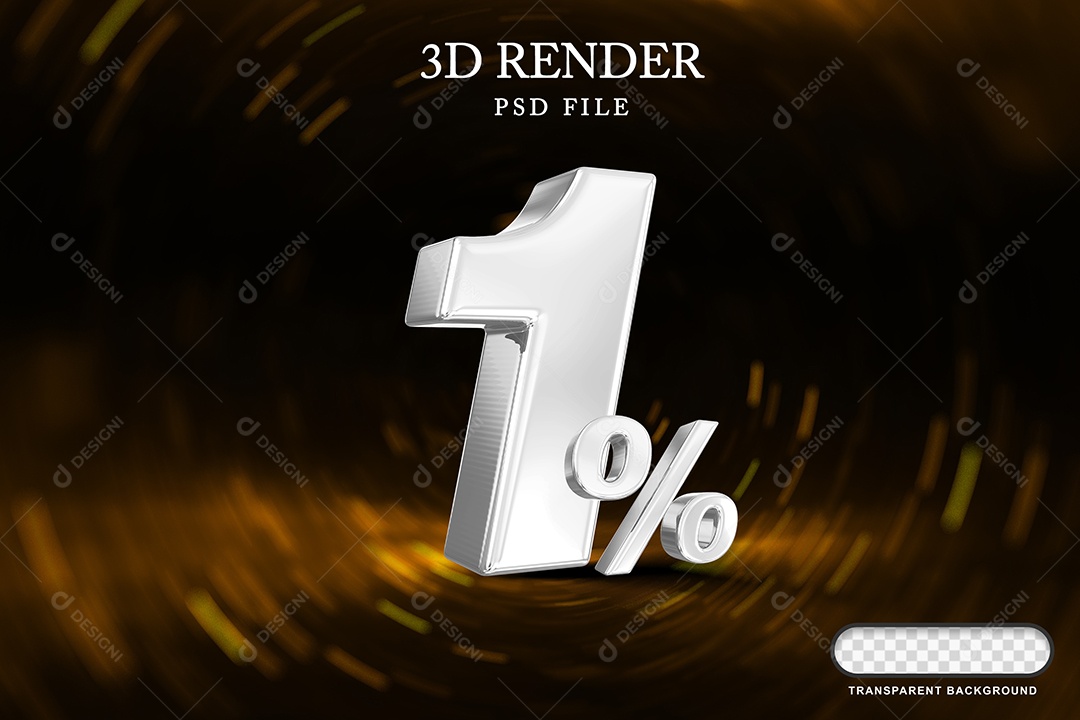 NÚMERNúmero de Desconto 1% Elemento 3D Branco para Composição PSD