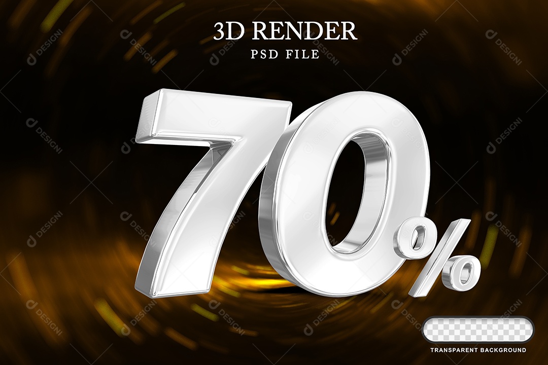 Número de Desconto 70% Elemento 3D Branco para Composição PSD