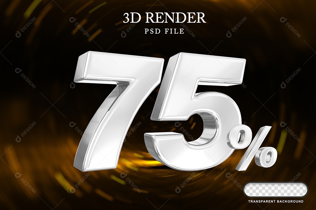 Número de Desconto 75% Elemento 3D Branco para Composição PSD