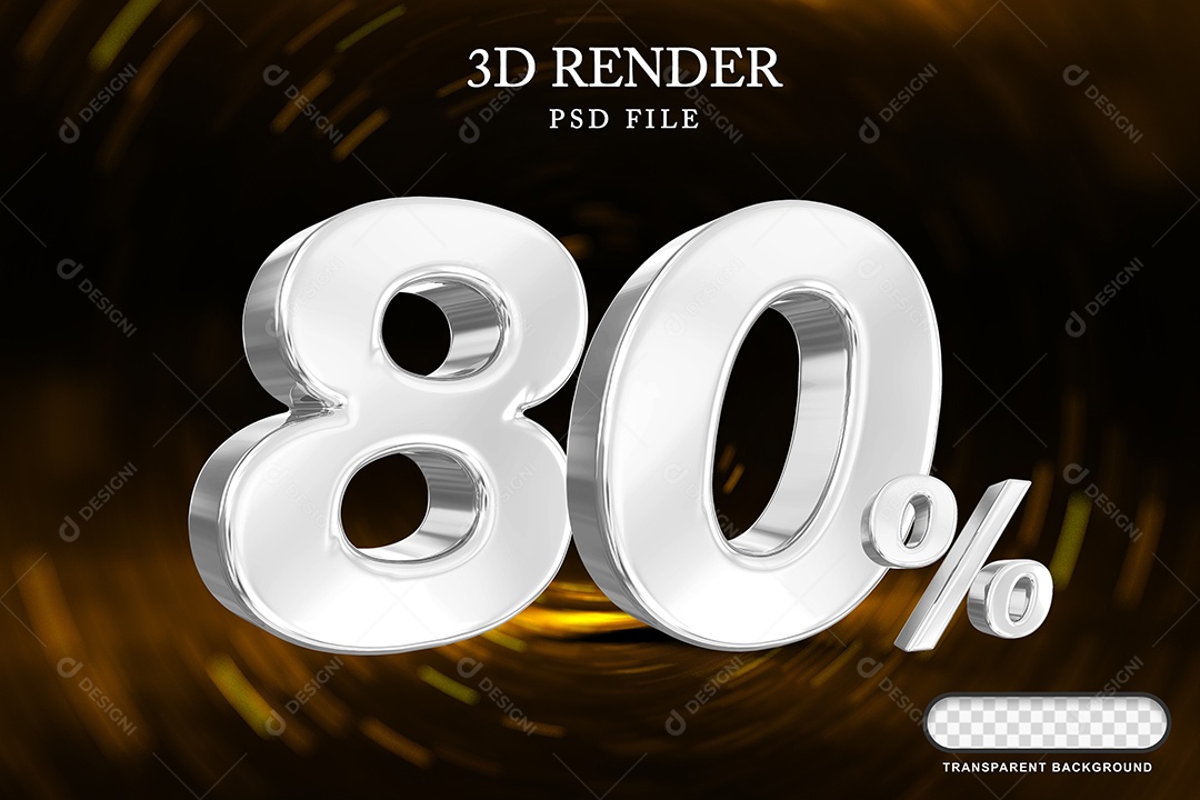 Número de Desconto 80% Elemento 3D Branco para Composição PSD
