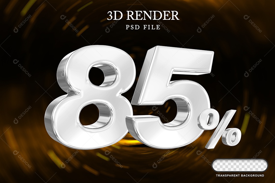 Número de Desconto 85% Elemento 3D Branco para Composição PSD