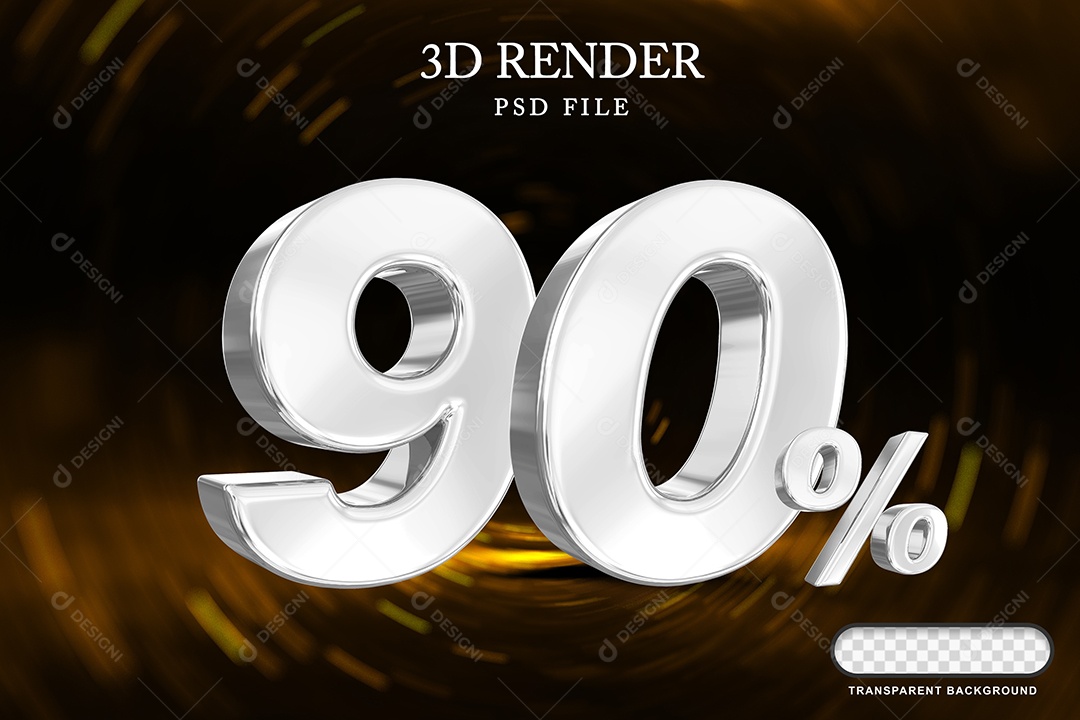 Número de Desconto 90% Elemento 3D Branco para Composição PSD
