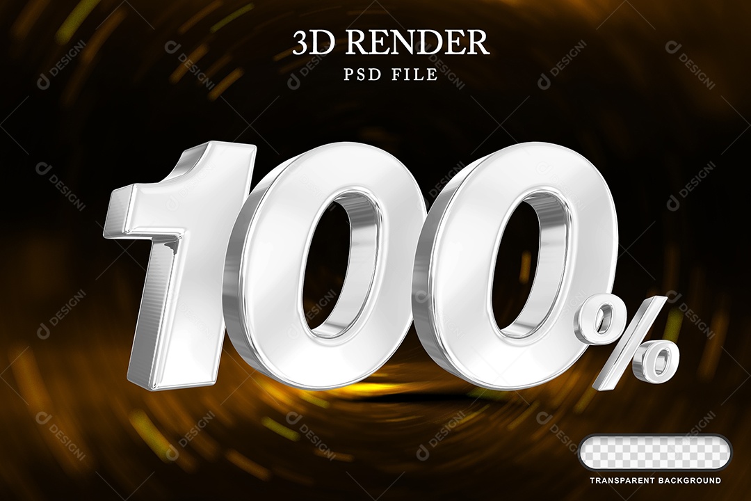 Número de Desconto 100% Elemento 3D Branco para Composição PSD