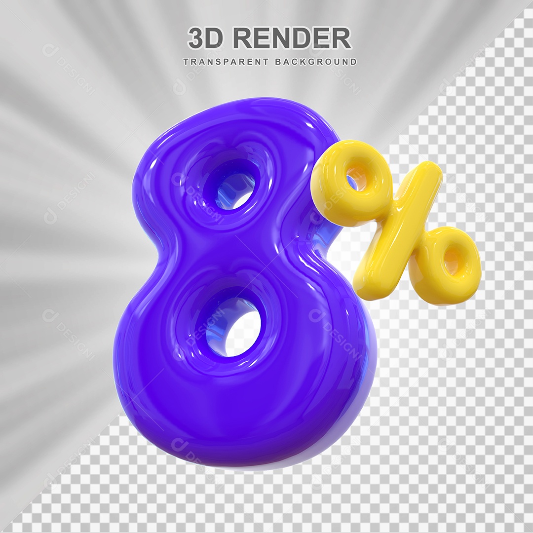 Número de Desconto Número elemento 3d desconto promoção ofertas números numeral descontos porcentagem% Elemento 3D Roxo para Composição PSD