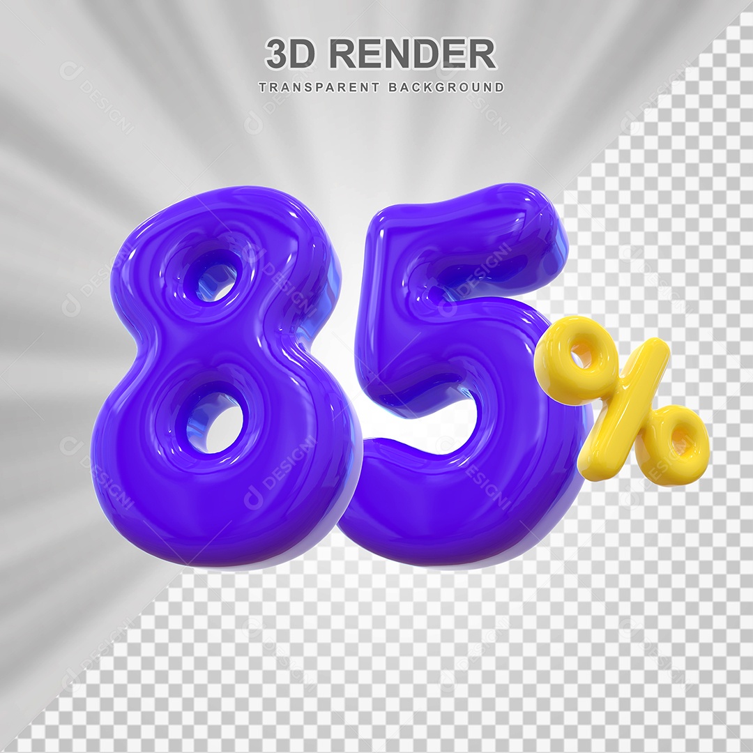 Número de Desconto 85% Elemento 3D Roxo para Composição PSD