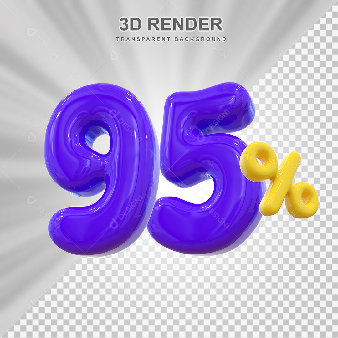 Número de Desconto 95% Elemento 3D Roxo para Composição PSD