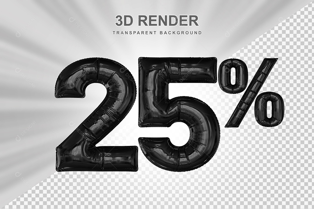 Número de Desconto 95% Elemento 3D Preto para Composição PSD