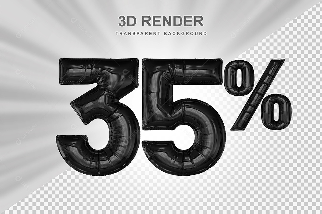 Número de Desconto 35% Elemento 3D Preto para Composição PSD