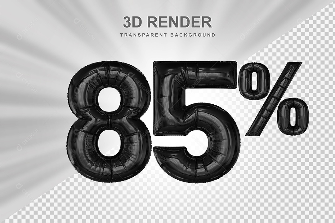 Número de Desconto 85% Elemento 3D Preto para Composição PSD