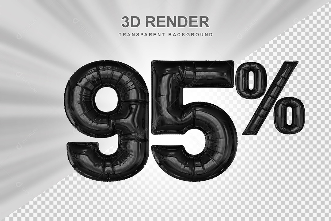 Número de Desconto 95% Elemento 3D Preto para Composição PSD