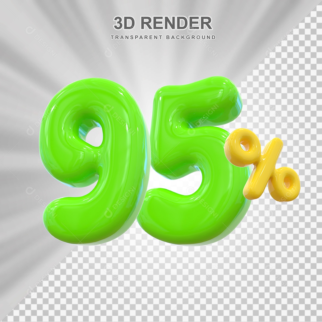 Número de Desconto 95% Elemento 3D Verde para Composição PSD