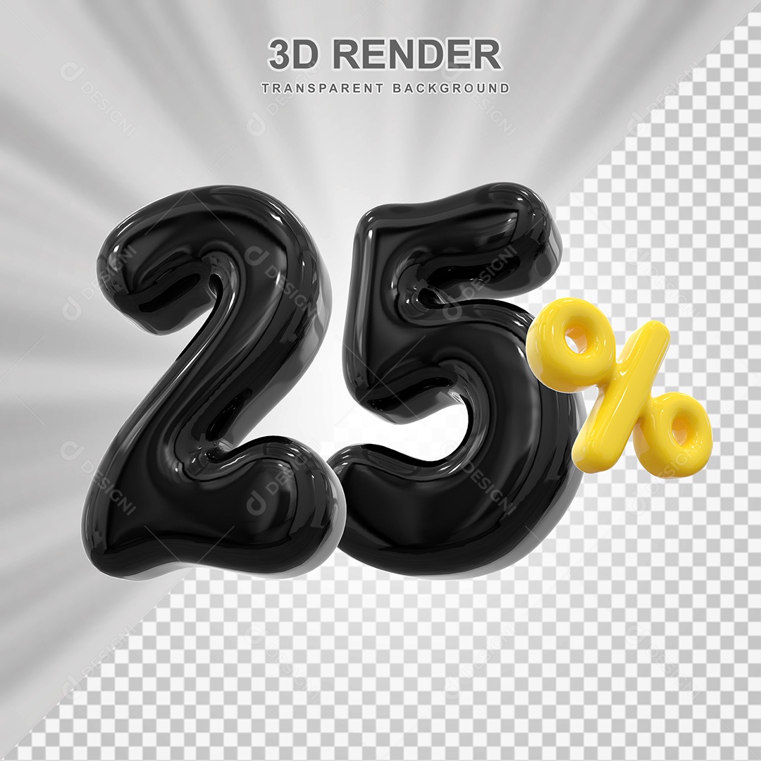 Número de Desconto 300% Elemento 3D Preto para Composição PSD