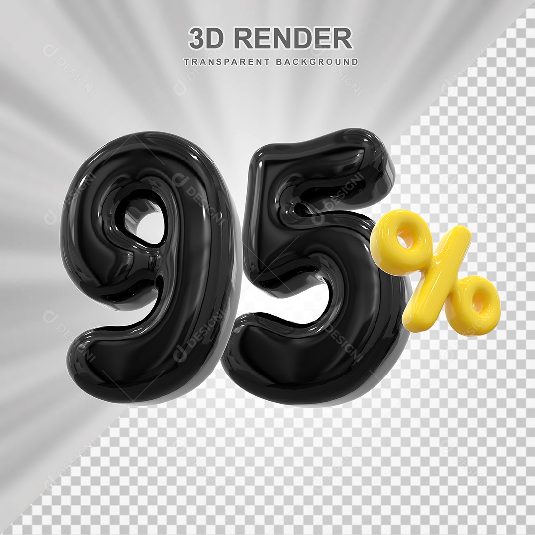 Número de Desconto 95% Elemento 3D Preto para Composição PSD