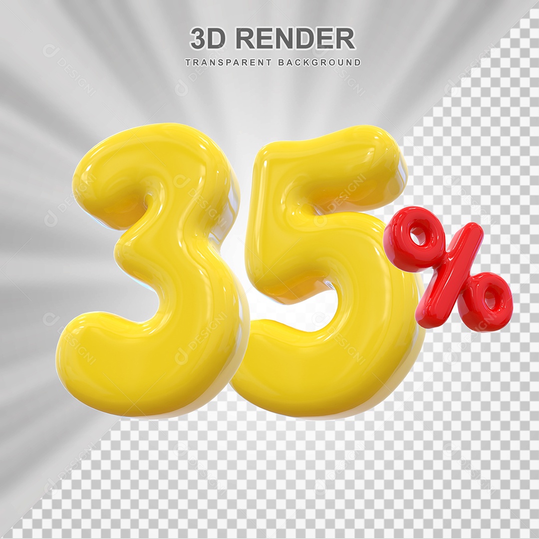 Número de Desconto 35% Elemento 3D Dourado para Composição PSD