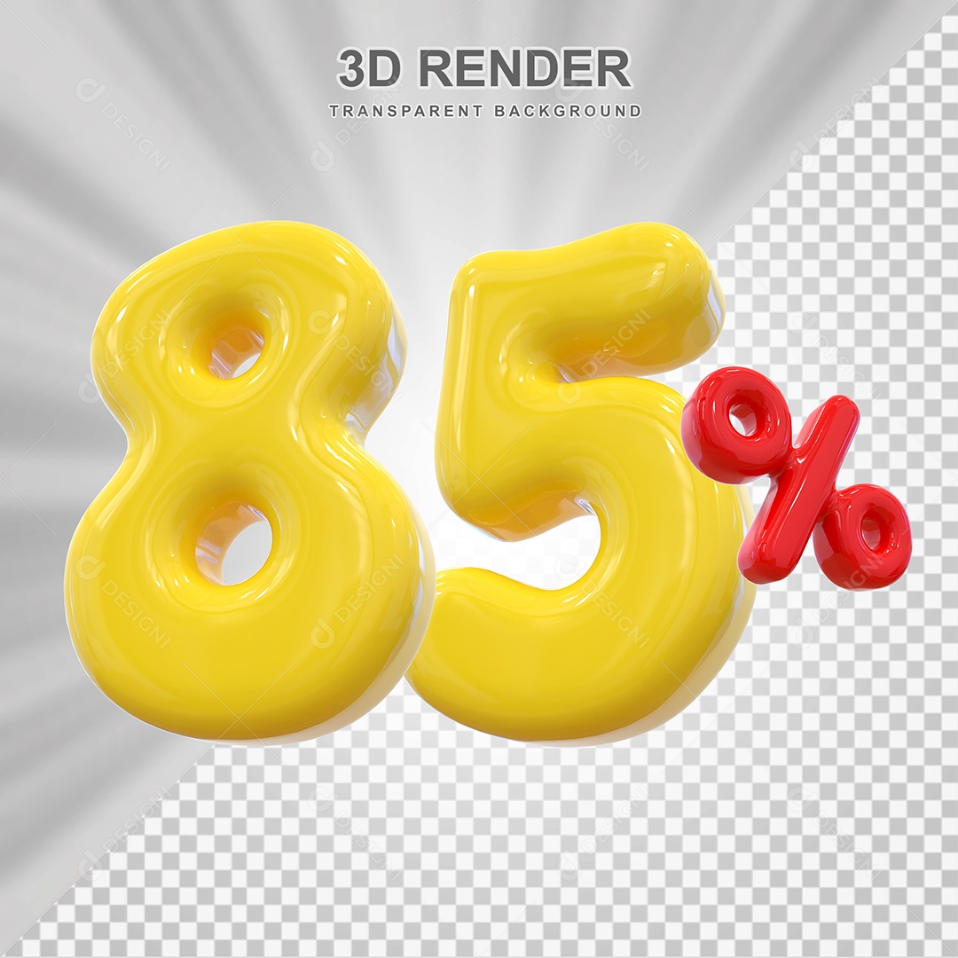 Número de Desconto 85% Elemento 3D Dourado para Composição PSD