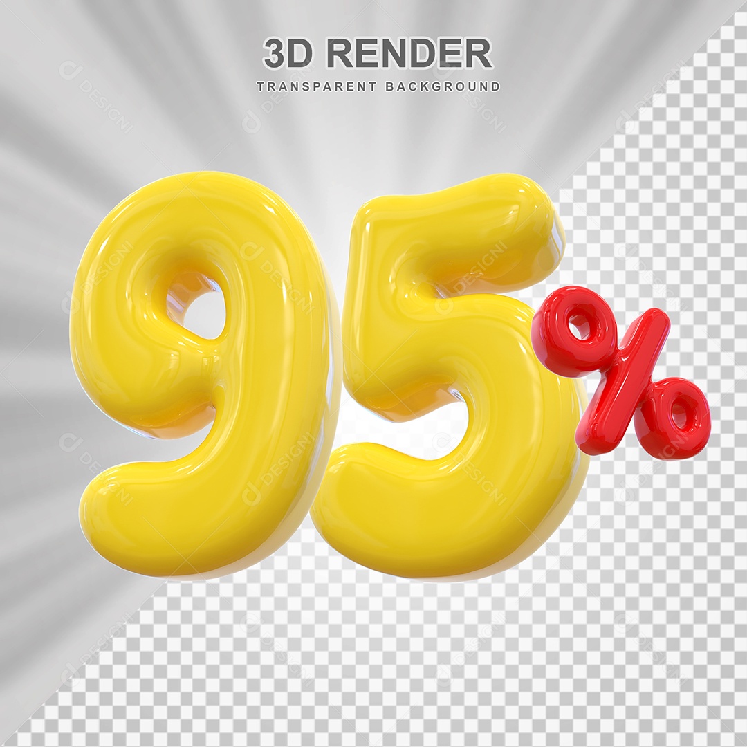 Número de Desconto 95% Elemento 3D Dourado para Composição PSD
