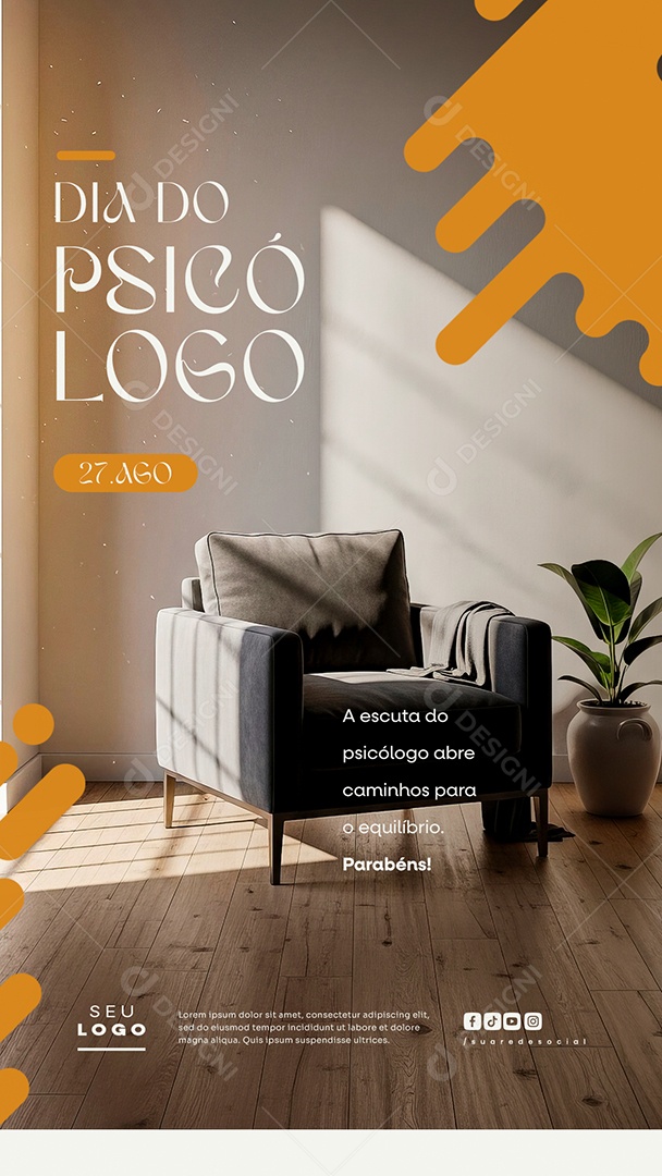 Story Dia Do Psicólogo 27 de Agosto a Escuta do Pscólogo Social Media PSD Editável