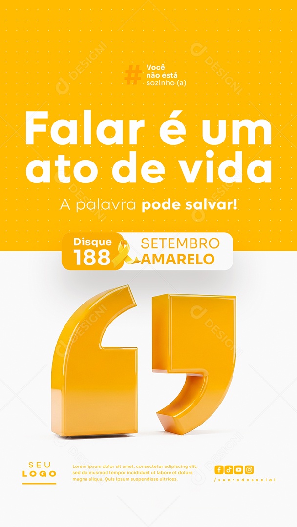 Story Setembro Amarelo Falar é Um Ato de Vida Social Media PSD Editável