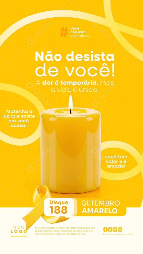 Story Setembro Amarelo Matenha a Luz Que Existe Em Você Acesa Social Media PSD Editável