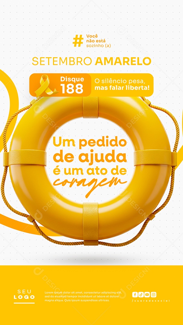 Story Setembro Amarelo O Silêncio Pesa Mas Falar Liberta Social Media PSD Editável